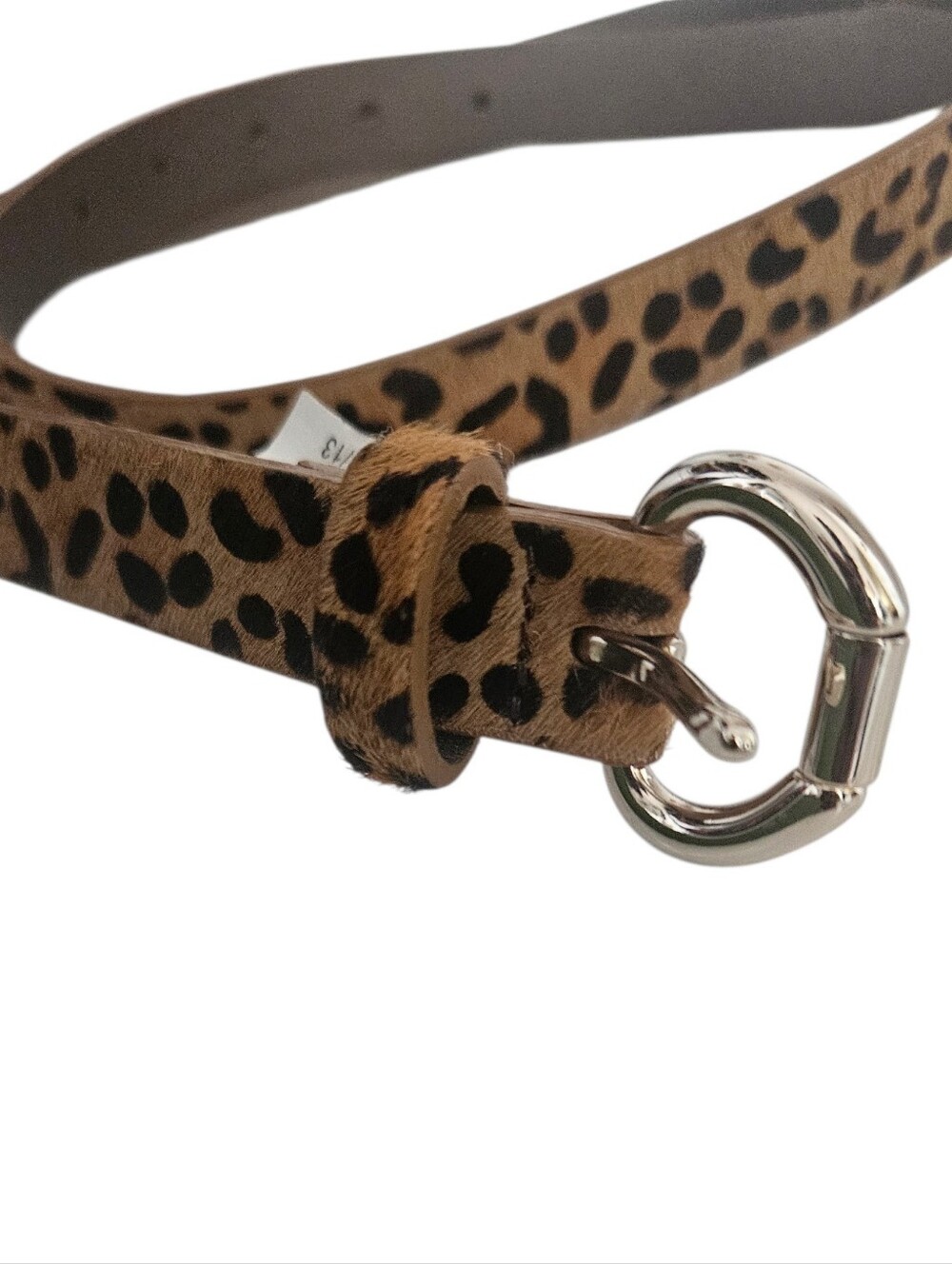 Banana Republic Genuine Leather Leopard Print Haircalf Skinny Belt Women S